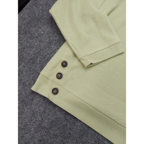 Madewell Fleece Sweater Womens Medium Green Resourced Brushed Side Buttons - Picture 5 of 11